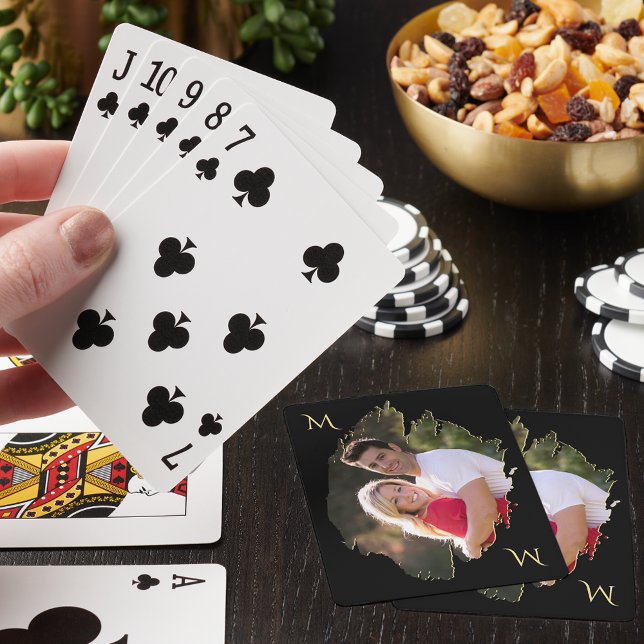 Create Your Own Stylish Unique Photo Gold Monogram Casinokort (Create Your Own Stylish Unique Photo Gold Monogram Poker Cards)