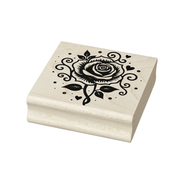 Create Your Own Tattoo Style Artwork Rose Hearts Stämpel (Stämpel)