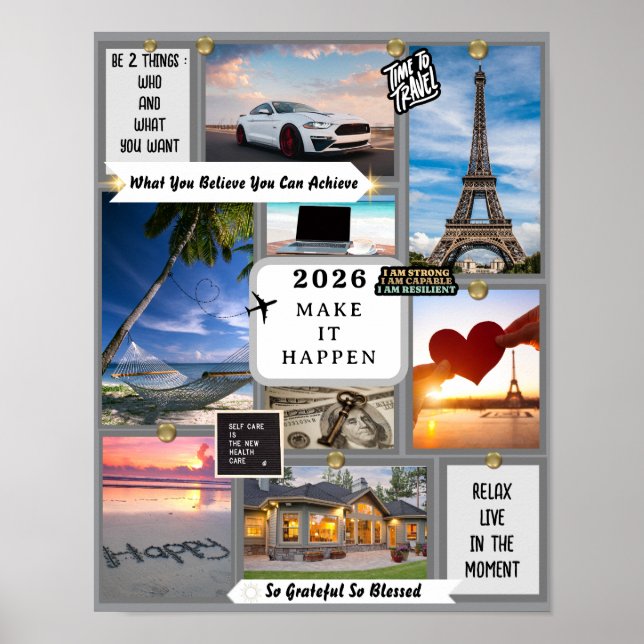 Create Your Own Vision Board Goal Manifesting 2026 Poster (Framsidan)