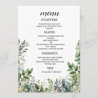 Create Your Own wedding eucalyptus Flat Menu Meny