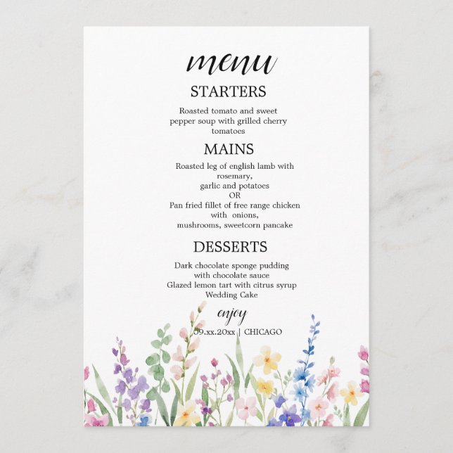 Create Your Own wedding eucalyptus Flat Menu Meny (Framsida)