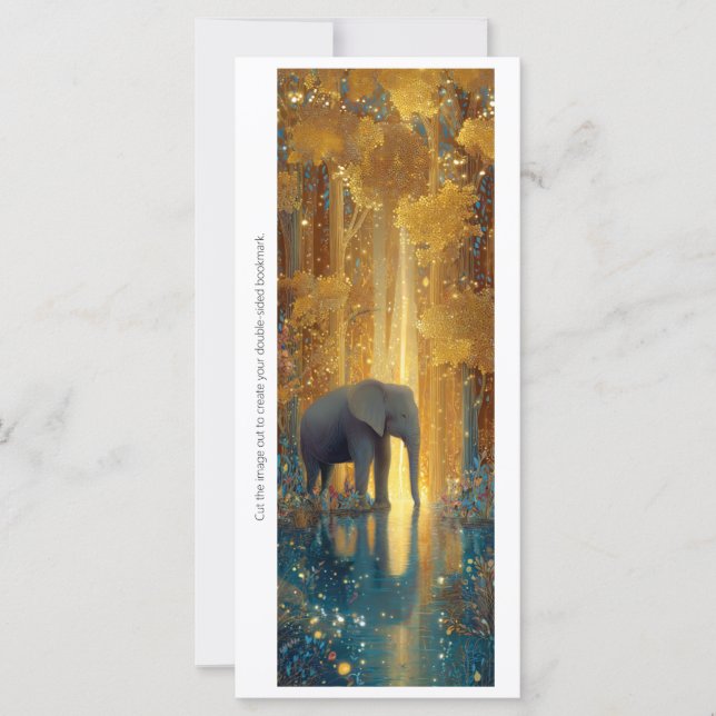 Create Your Own Wild Golden Elephant Bookmark Card (Framsida)