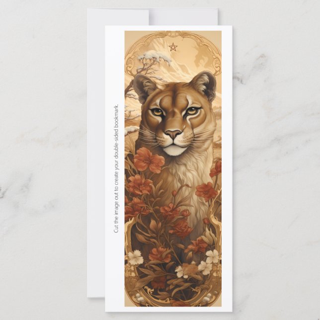 Create Your Own Wild Puma Floral Bookmark Card (Framsida)