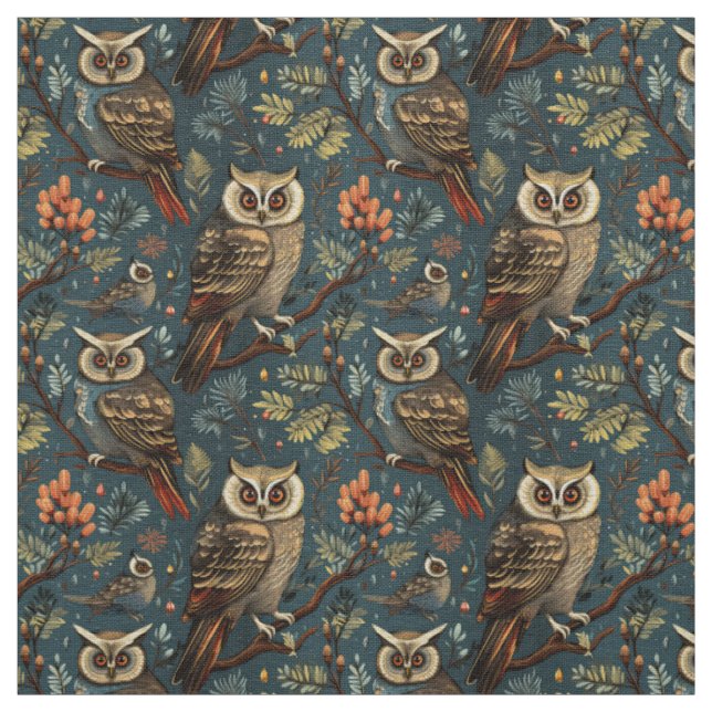 Create Your Own Winter Brown Owls Berries Blue Tyg (Prov)