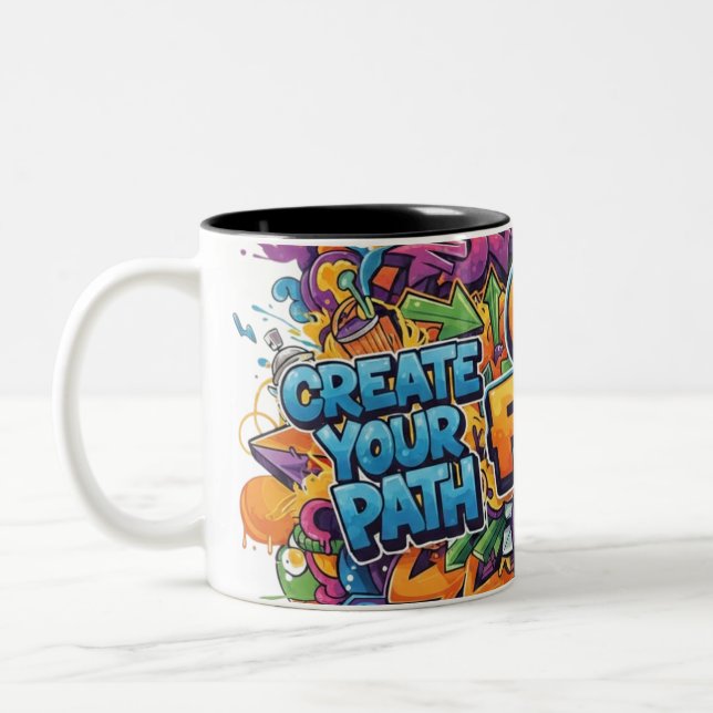 ​"Create Your Path" Graffiti Mug Två-Tonad Mugg (Vänster)