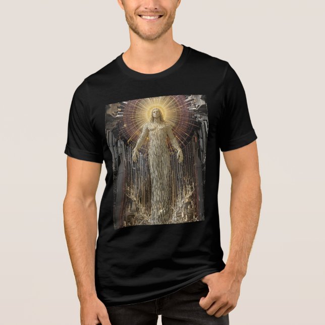 "Creation of Adam: Entropic Decay and Voxel Glitch T Shirt (Framsida)
