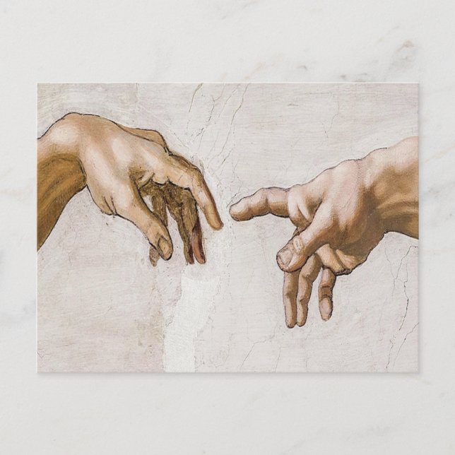 Creation Of Adam Sistine Chapel - Michelangelo Vykort (Framsida)