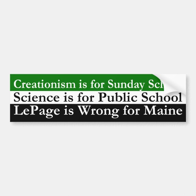 Creationism, vetenskap och Paul LePage Bildekal (Framsidan)
