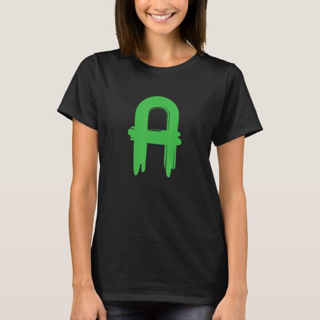Creative Bold Green Letter A - Design Alphabet - M T Shirt (Framsida)