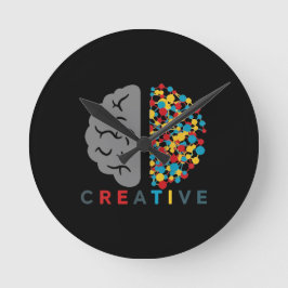 Creative Brain Colorful Thought Network Rund Klocka
