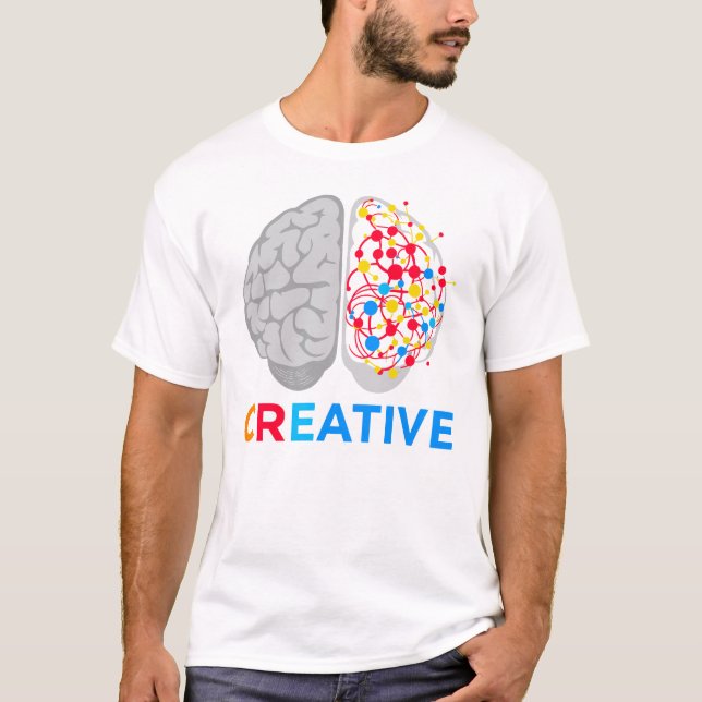 Creative Brain Left Right Hemisphere T Shirt (Framsida)