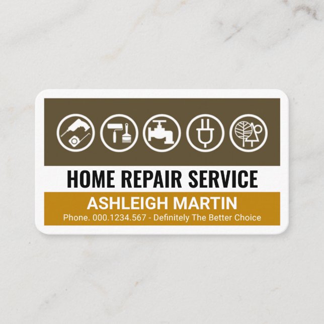 Creative Brown Handyman Tools Layers Visitkort (Framsida)