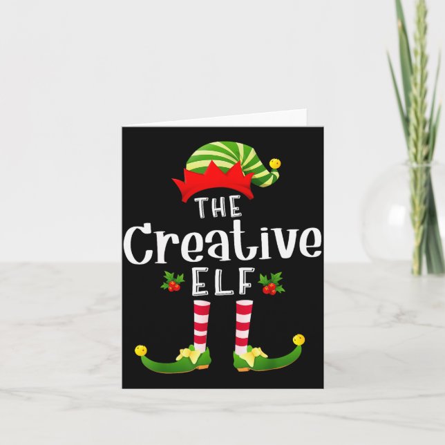 Creative Christmas Elf Matching Pajama X-mas Party Kort (Framsida)