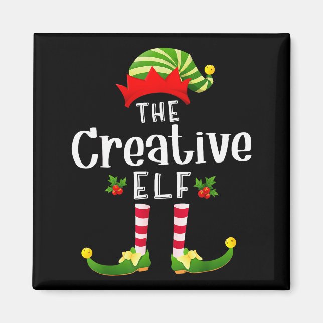 Creative Christmas Elf Matching Pajama X-mas Party Magnet (Framsidan)