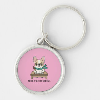 Creative Genius French Bulldog Pink Accessory Rund Silverfärgad Nyckelring