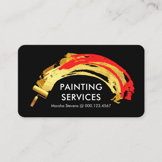 Creative Gold Brush Paint Splatter  Visitkort (Framsida)