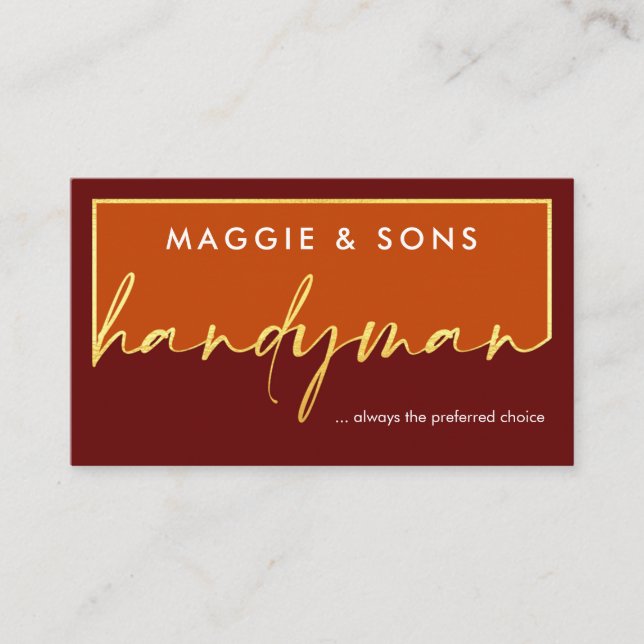 Creative Gold Handyman Signage Frame Visitkort (Framsida)