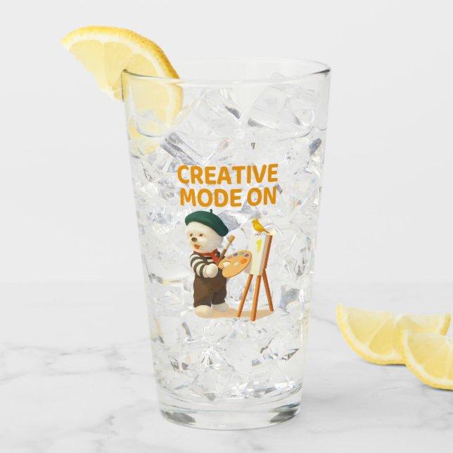 Creative Mode On: Painter Bichon Dog Artist Art Glaskopp (Framsida Ice)