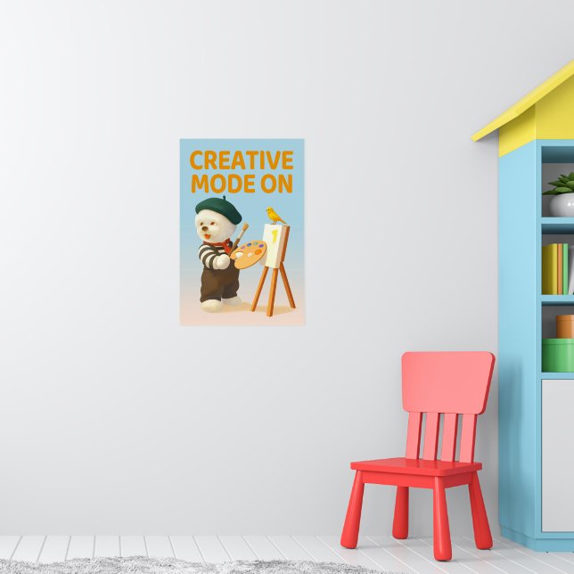 Creative Mode On: Painter Bichon Dog Artist Art Poster (Barnkammare 1)