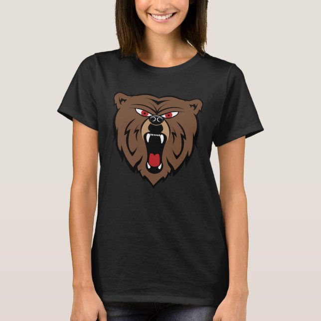 Creative Oversized Bear Head Face Print  Bold Griz T Shirt (Framsida)