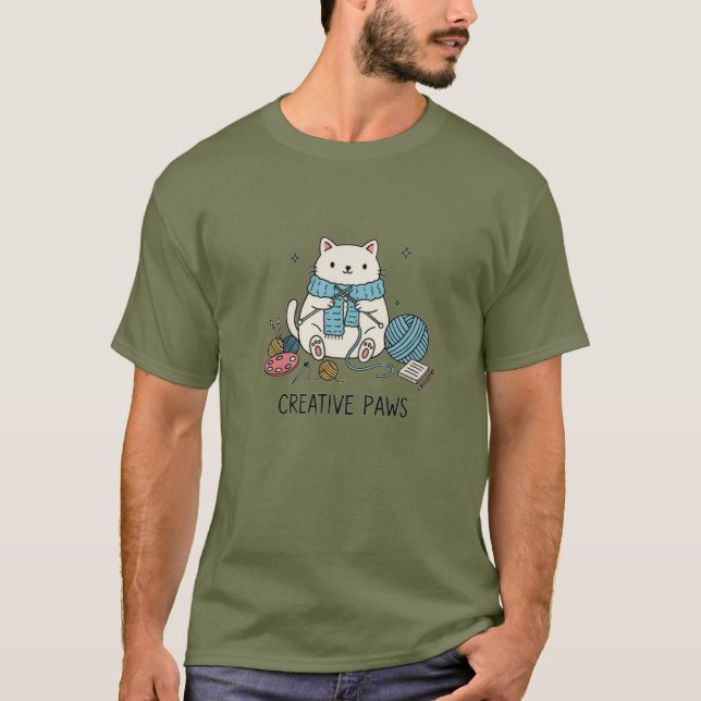 Creative Paws Vita Katt Stickar Sommar Klänning Gr T Shirt (Framsida)