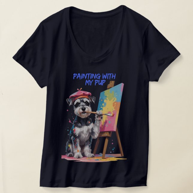 Creative Pup – The Artistic Miniature Schnauzer T Shirt (Laydown)