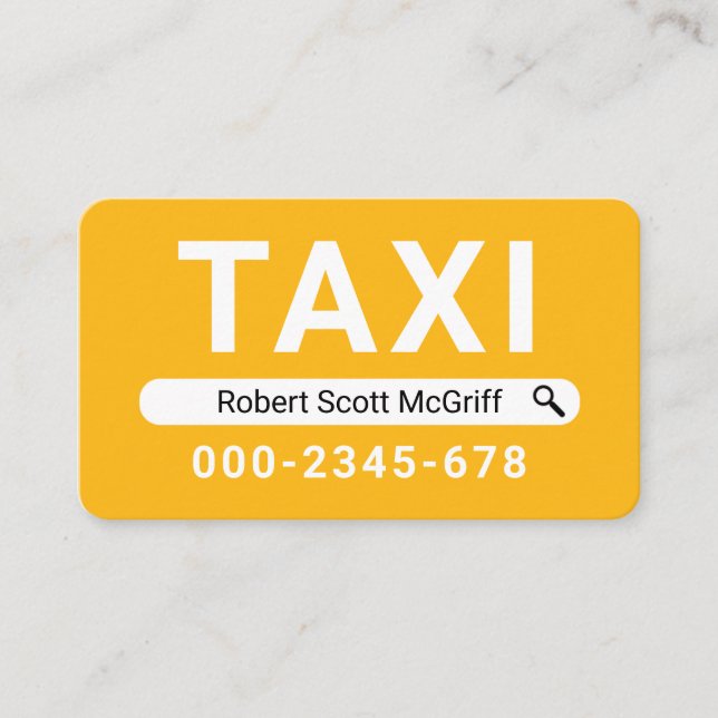 Creative Search Your Name Taxi Visitkort (Framsida)