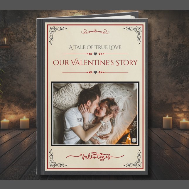 Creative Storybook Photo Husband Valentine’s Day Kort (For the man who makes every chapter of your life worth reading)