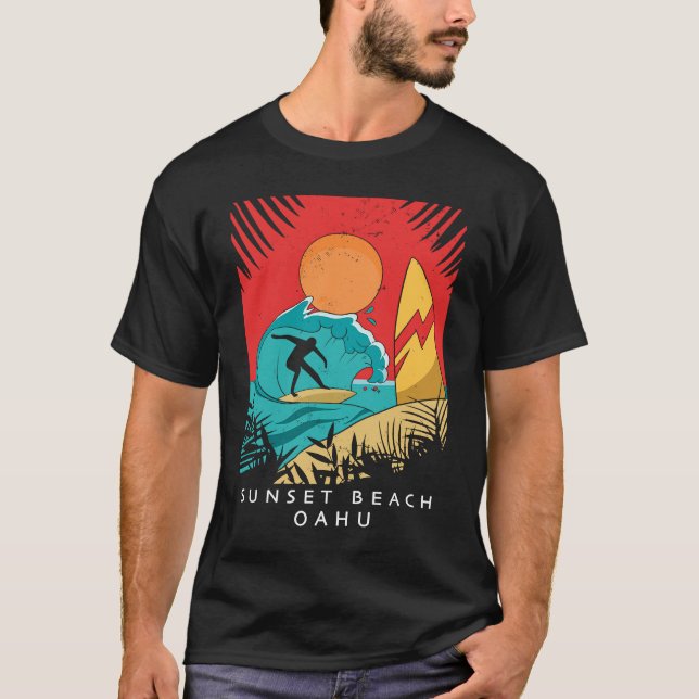Creative Sunset Beach  Travel  Surf  Palm Tree  Oa T Shirt (Framsida)