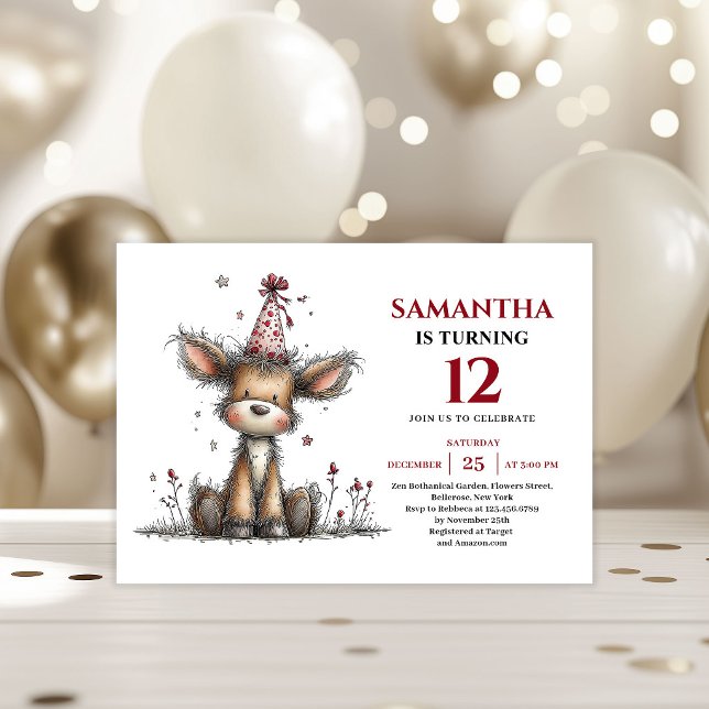 Creative whimsical animals deer kids birthday  inbjudningar (Creative whimsical animals look kids birthday invitation

)