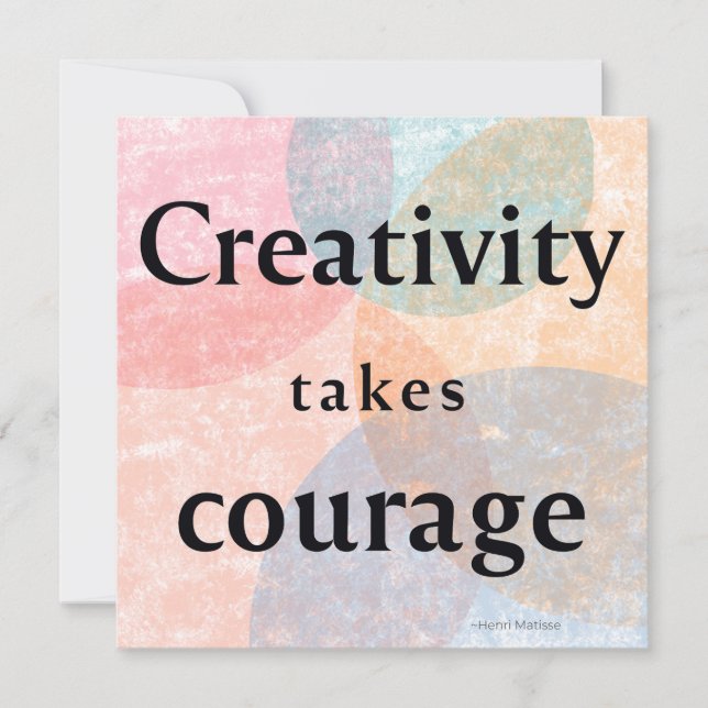 Creativity Takes Courage Watercolor Quote Art Card Julkort (Framsida)