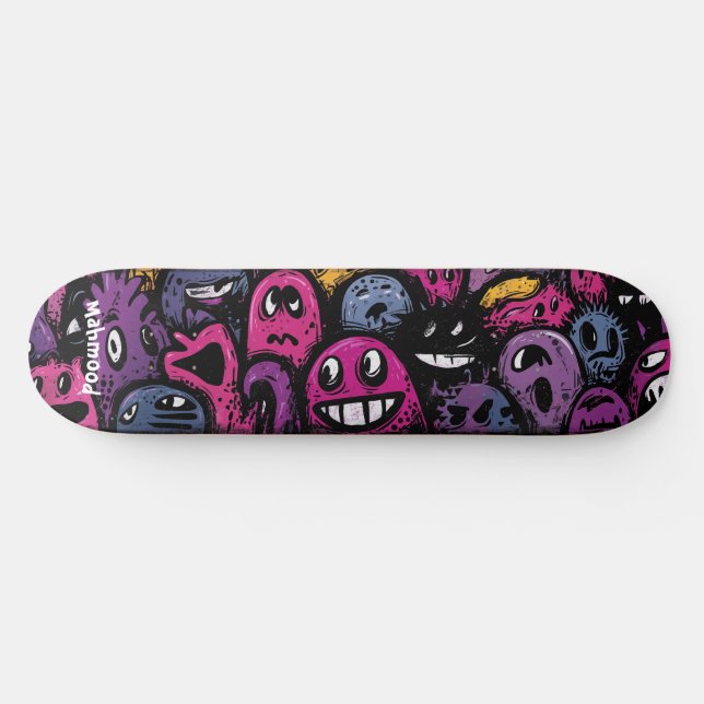 Creature crowd dark cartoonish street art mini skateboard bräda 18,5 cm (Horz)