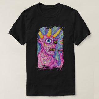 Creature with horns and something in its mouth t shirt