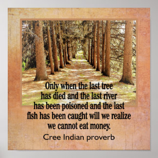 Cree Indian Proverb - Art print - 12 x 12 Poster