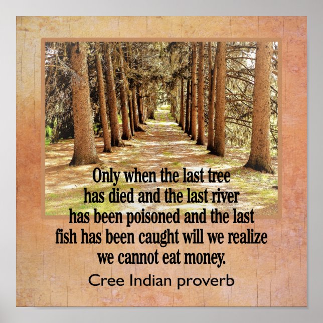 Cree Indian Proverb - Art print - 12 x 12 Poster (Framsidan)
