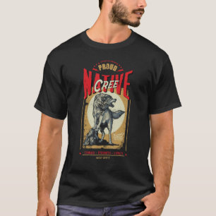 Cree Nordamerikansk Indian Född Varg Ande Retro T Shirt