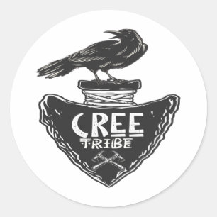 Cree stam - Native American Raven Spirit Runt Klistermärke