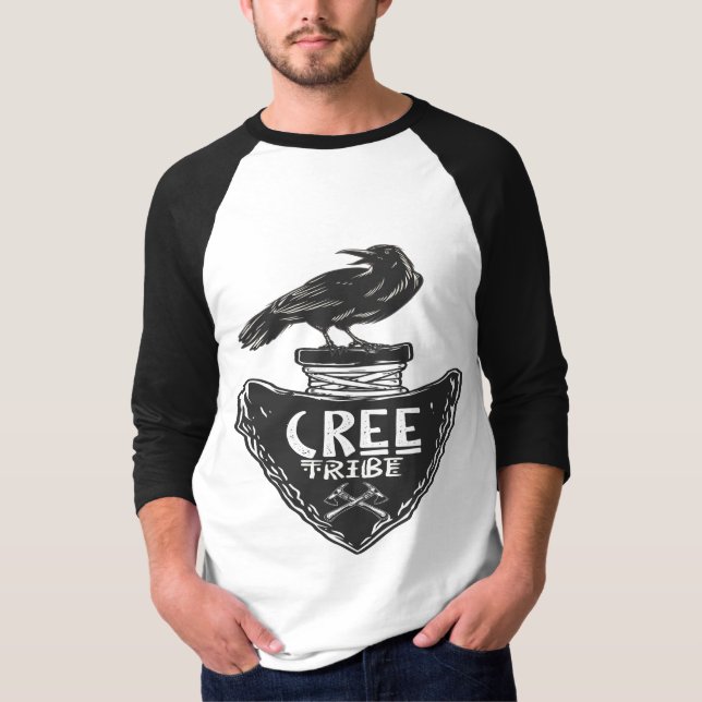 Cree stam - Native American Raven Spirit T Shirt (Framsida)