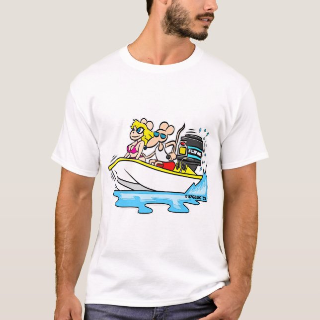 Creekrat Tecknad Flivver Flever Boat Tecknad Art T Shirt (Framsida)