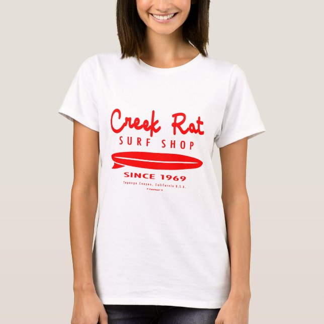 Creekrat Tecknad Studios Surfa Shop T Shirt (Framsida)