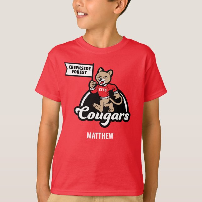 Creekside Forest Elementary Cougar Mascot T-Shirt (Framsida)