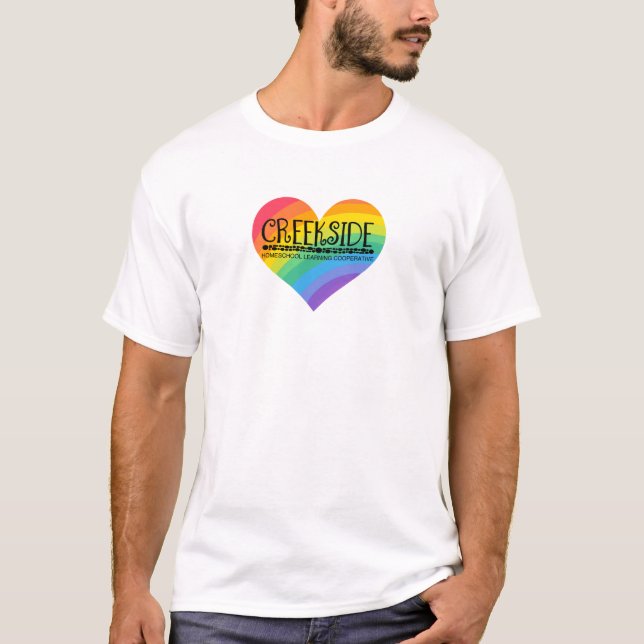 creekside-logotyp i ett regnbågs-hjärta t shirt (Framsida)