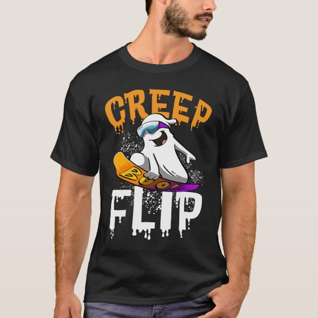 Creep Flip Ghost  Women Ghost Scary Halloween Day  T Shirt (Framsida)
