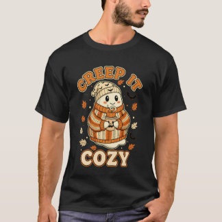 Creep It Cozy Halloween Ghost Pumpkin Spice Fall T Shirt