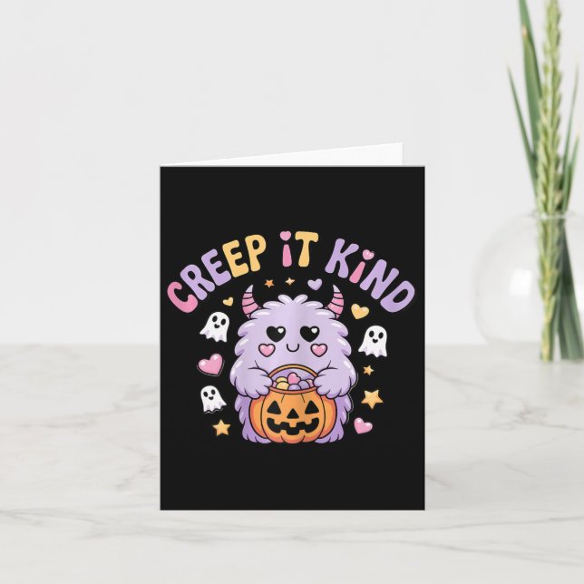 Creep It Kind Cute Monster Halloween Funny Kort (Framsida)