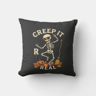Creep It Real Dansande Skelett Pumpa Kvast_1 Kudde