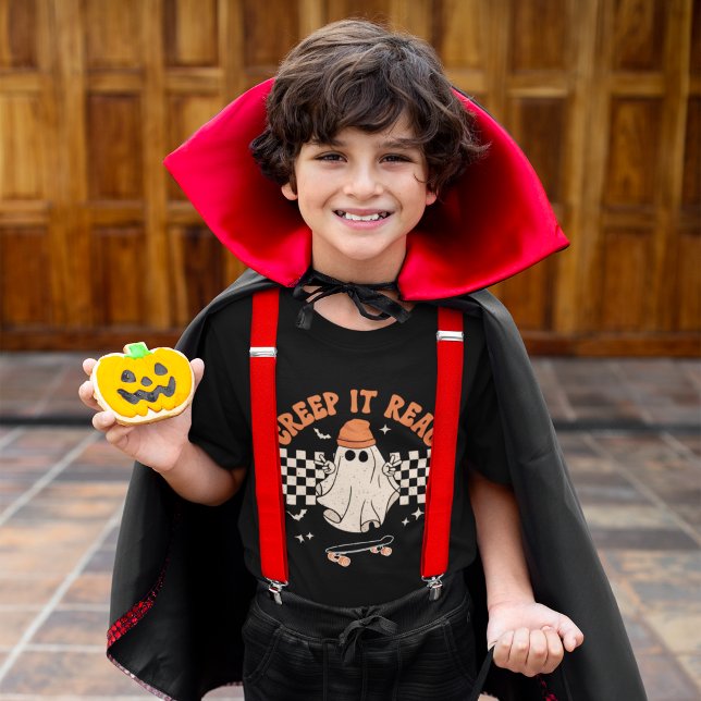 Creep It Real Funny Skater Ghost Halloween T Shirt (Skapare uppladdad)