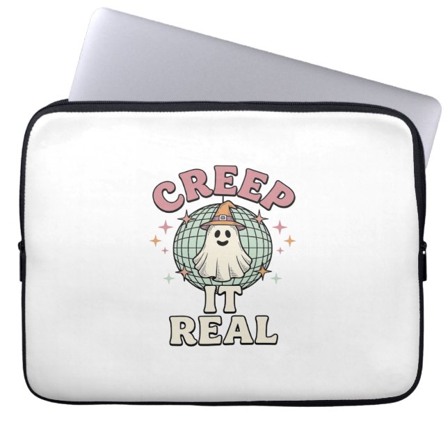 Creep It Real Ghost Disco Halloween T-shirt Design Laptop Fodral (Framsidan)