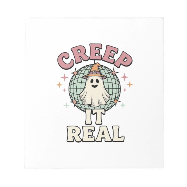 Creep It Real Ghost Disco Halloween Tröja Design_1 Anteckningsblock (Framsida)