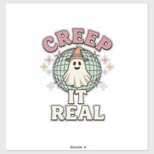Creep It Real Ghost Disco Halloween Tröja Design_1 Klistermärken